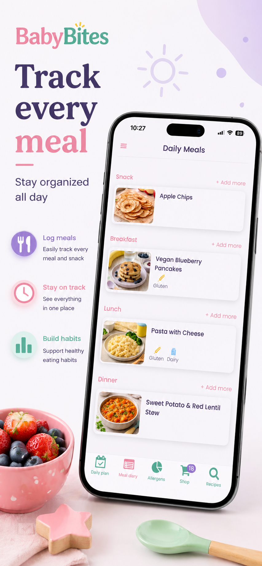 Baby Bites daily meals screen preview