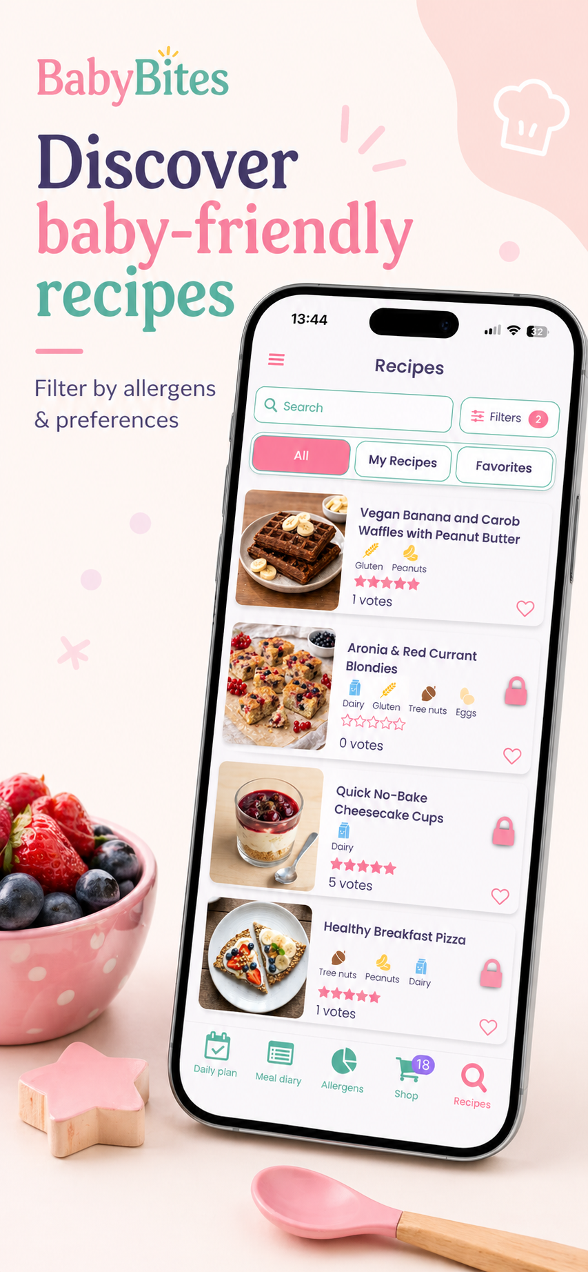 Recipe discovery app screen